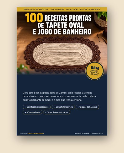 Livro 100 Receitas Prontas de Tapete Oval